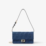 FENDI Wallet On Chain Baguette Blue FF flocked denim wallet